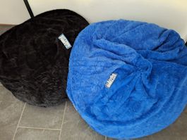 Sitzsäcke Sitting Point Plüsch blau schwarz Set 2 Stück