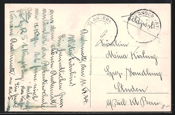 Ansichtskarten: AK Andermatt, Kaserne, 1934 – Gebraucht aus Berlin von bartko-reher 1