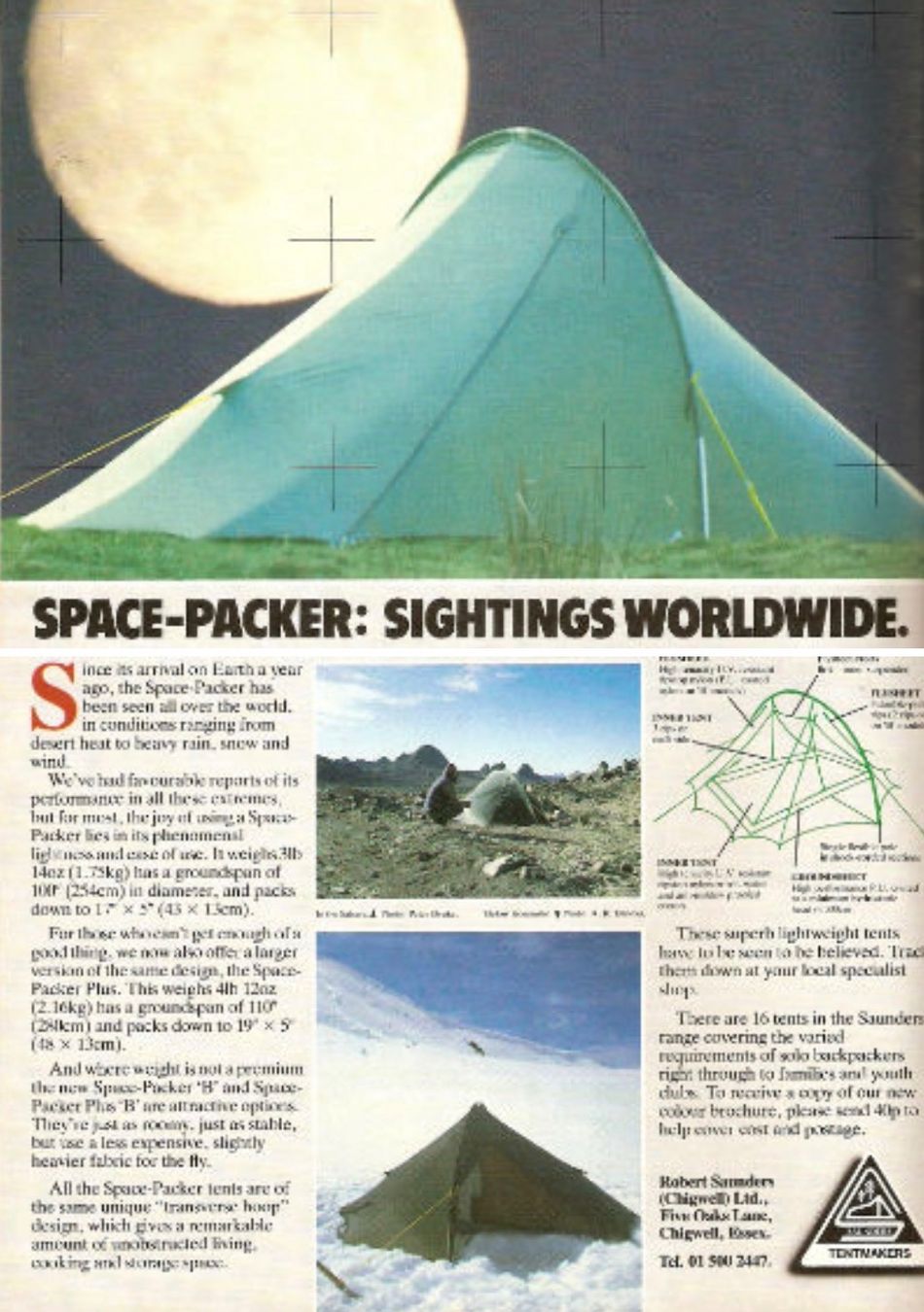 Tende : Saunders Space Packers Plus Zelt Light Weight 2kg – Usato da Stäfa venduto da Phphch 9