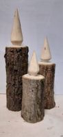 Kerzen aus Lindenholz, 3er Set, Handarbeit, Dekoration