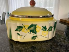 Alte Deckeldose Spritzdekor Vintage Retro