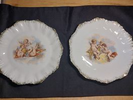 2 antike Engel Teller Britannia-Porzellanfabrik,Karlsbad👼