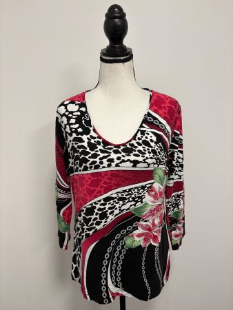 Alfredo Pauly Shirt mit Blumenmuster Gr. 38 Strass 7/8 Arm