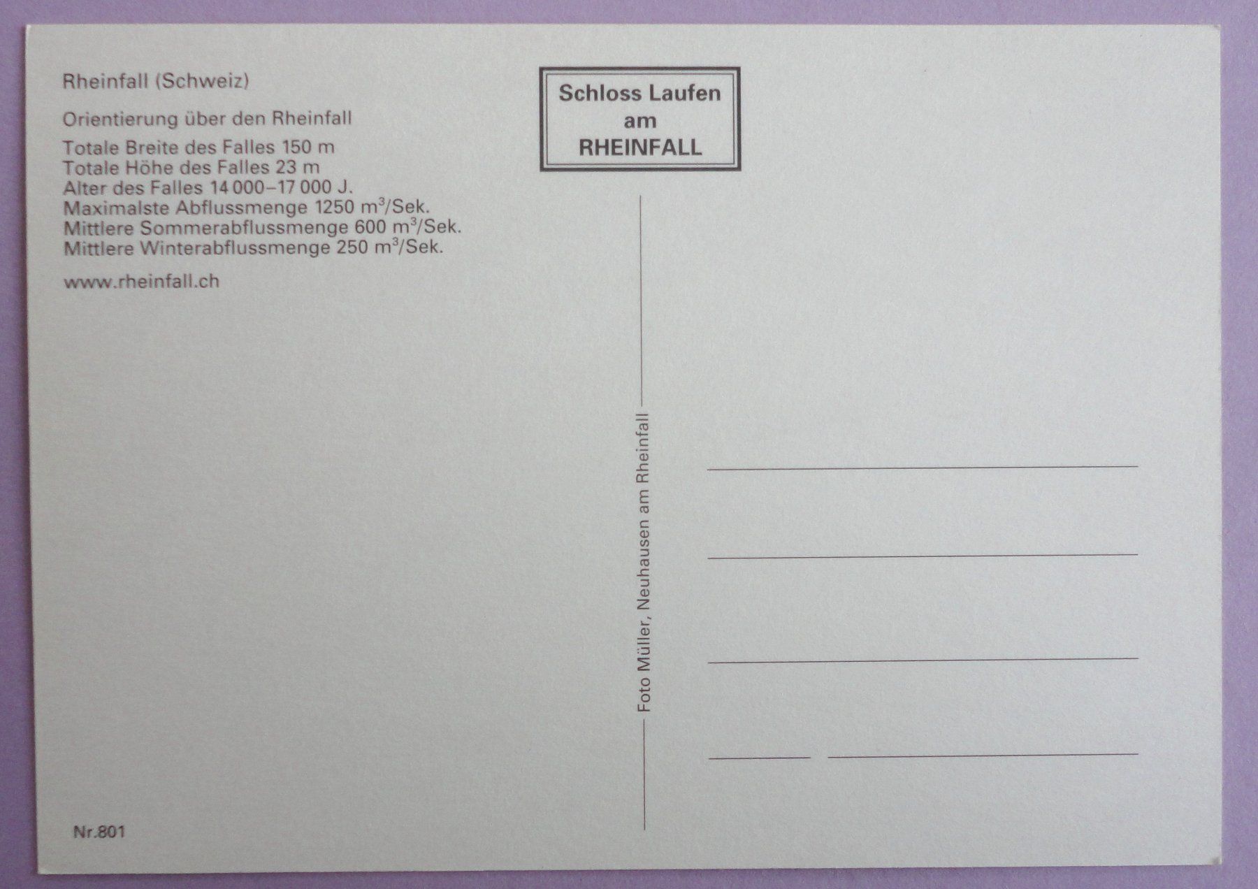 Cartoline postali: Rheinfall – Usato da Fétigny venduto da Billy2miny 1