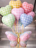 Helium Ballon Set mit großer Schmetterling Folie & Herzen