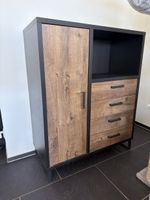 Kommode mit Tuer und Schubladen Holz/Schwarz 