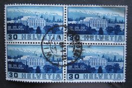 1938 Völkerbund 30 Rappen Viererblock gestempelt