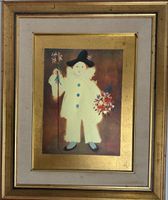 Quadro stampa 1xPierrot 1xArlecchino con cornice dorata