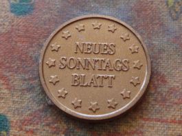 Jeton   " Neues Sonntages Blatt "      " 1.50 "