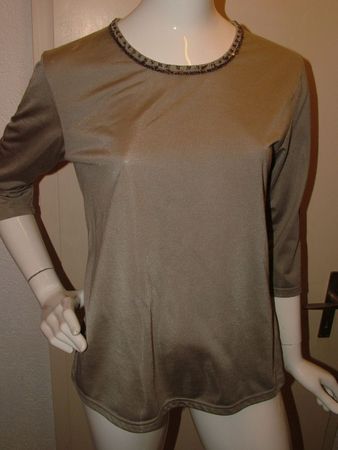 Shirt von Queensway, Gr. M, Olive mit Pailletten %%