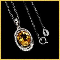 ♛ Citrin Anhänger mit Kette 925 Silber