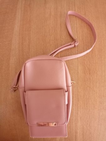 HANDYTASCHE PVC LEDER MIT TRAGERIEMEN GELDBÖRSE DL.ROSA