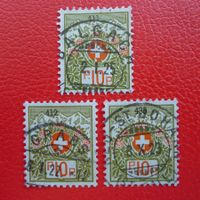 1922-1925, Portofreiheit:Nr.5A, drei Stück mit VOLLSTEMPELN