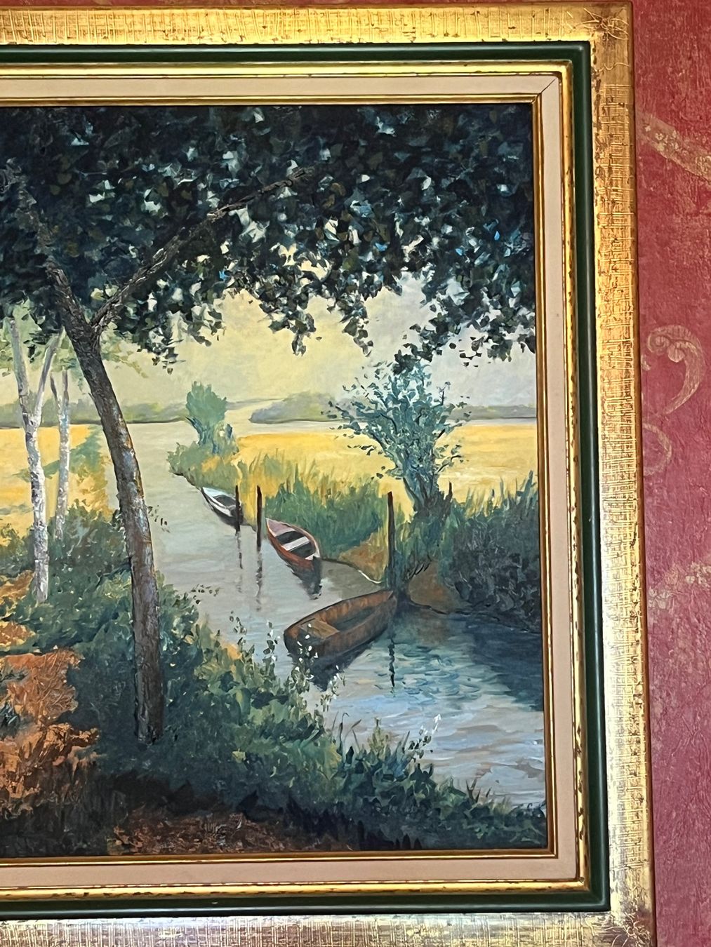 Gemälde: Tableau Paysage Rivière Bateaux GINA KARVAN – Gebraucht aus GENEVE von hehakasapa 3