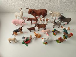 Schleich Neu Bauernhof Sammlung Set Kuh Ziege Esel Huhn
