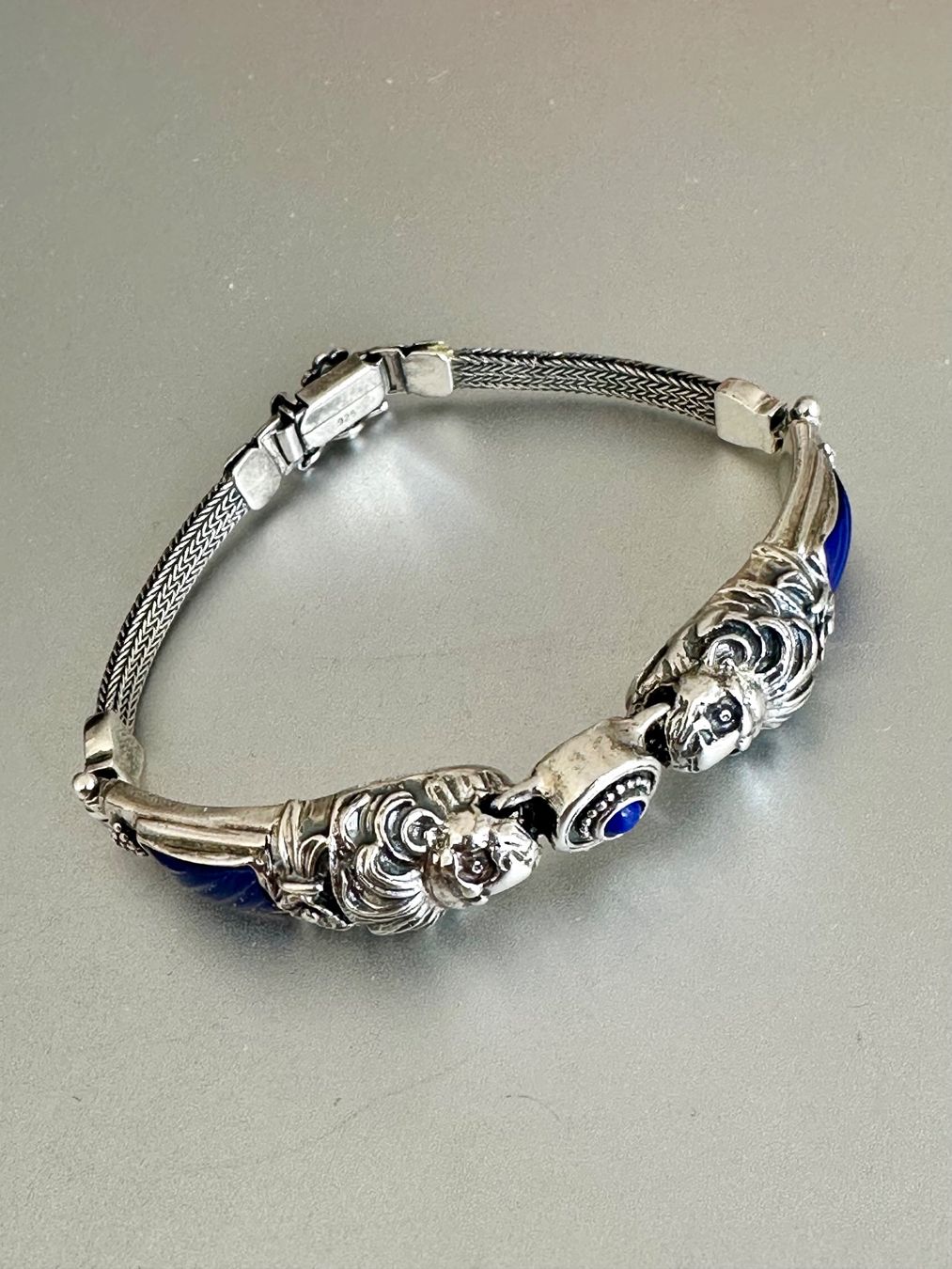 Bracciali & Braccialetti: Vintage 925er Silber Armband, mit Lapislazul – Usato da Onex venduto da Antiqueshow 1