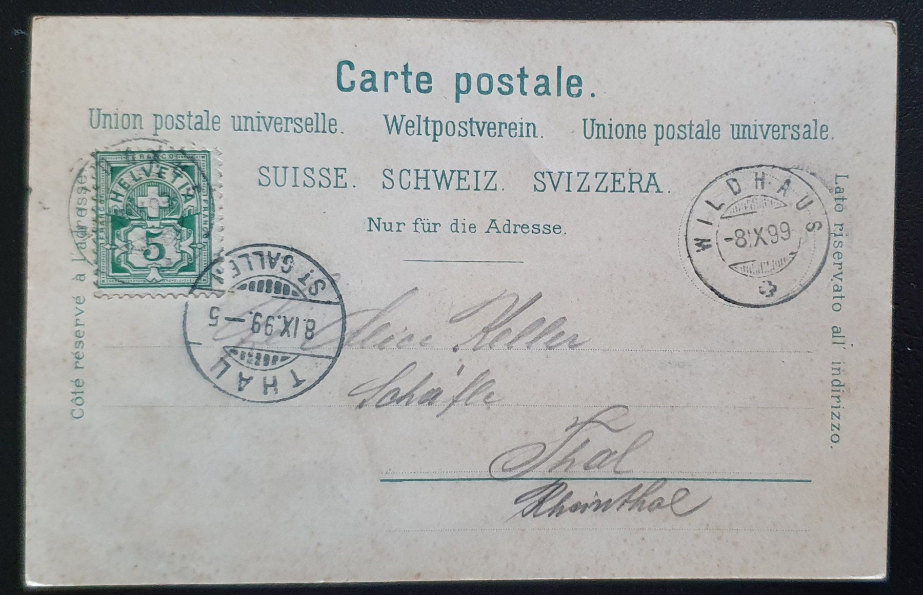 Cartoline postali: Gruss aus Wildhaus 1899 – Usato da Kreuzlingen venduto da Rschweiz1 1