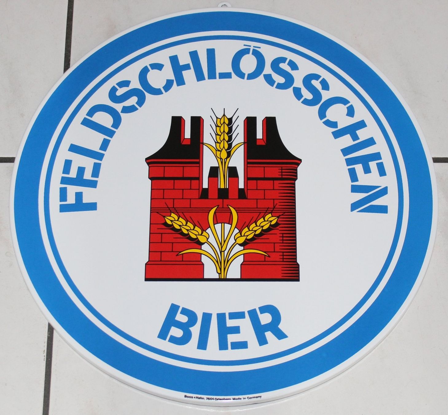 Feldschlösschen Insegne: Feldschlösschen Bier Emailschild – Usato da Lüchingen venduto da Aw67