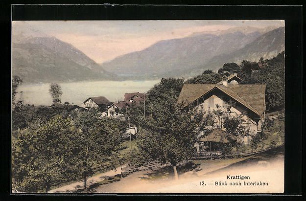 Cartoline postali: AK Krattigen, Blick nach Interlaken – Usato da Berlin venduto da bartko-reher
