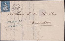 23G (23B4) auf Luxus-Brief: NEUCHÂTEL nach Romanshorn 1862