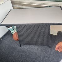 Gartentisch Polyrattan Tischplatte Glas Gebraucht