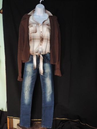 Ensemble jeans jaquette pashmina