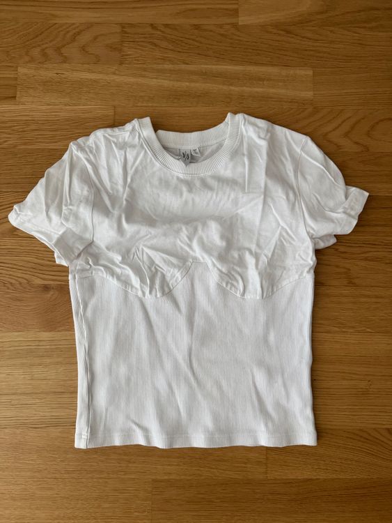 Other Stories Top: &Other Stories T-Shirt mit Korsett-Optik Gr. 36 weiss – Usato da Klingnau venduto da Vdado