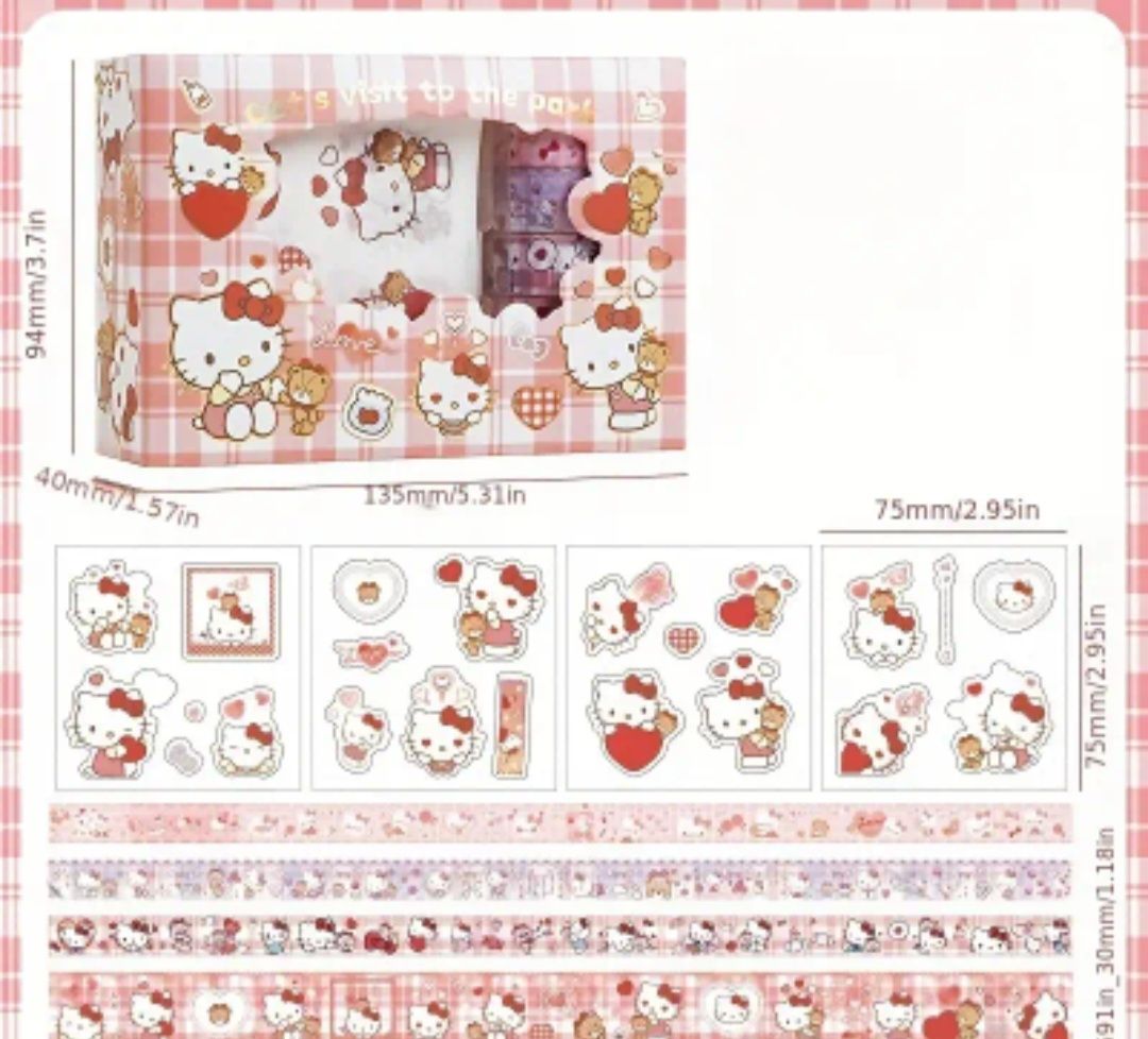 Hello Kitty Sticker Set, Masking Washi Tape 💕 (Neu und originalverpackt ...