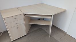 Eckschreibtisch mit Korpus, Ahorn,  gebraucht