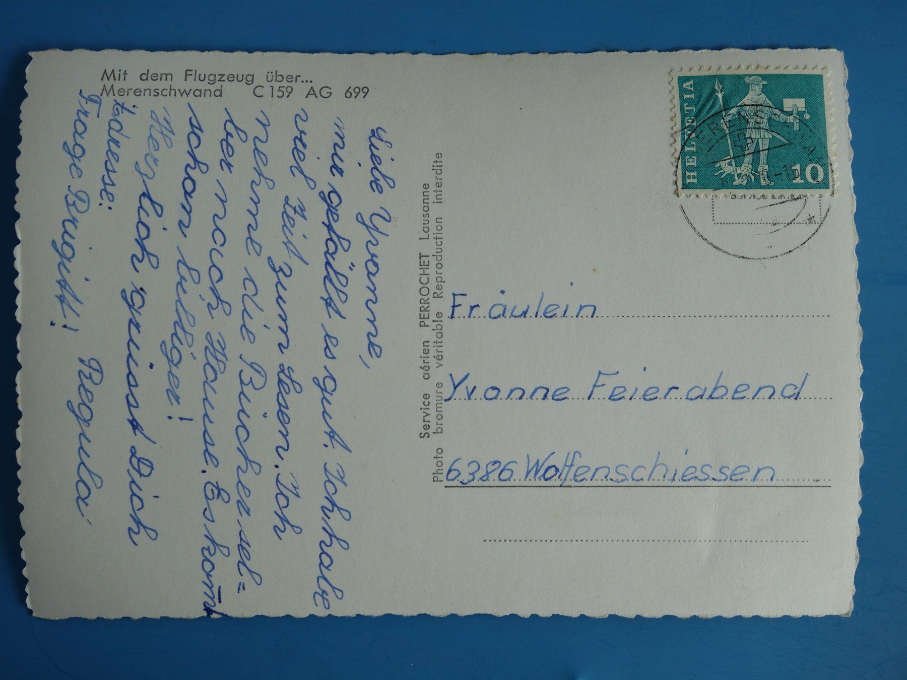 Cartoline postali: MERENSCHWAND - mit dem Flugzeug über - ca 1960 – Usato da Ibach venduto da Ibanto 2