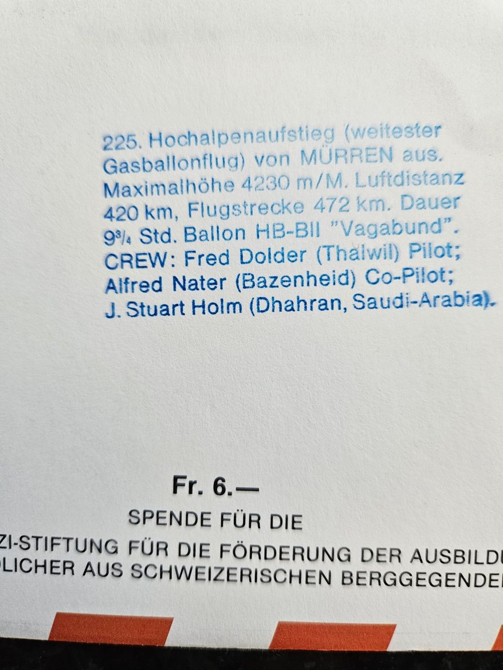 Alle Briefmarken: Ballonpost 1981 für 3.-- – Gebraucht aus Buttikon SZ von Marcelr 2