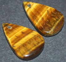 Anhänger Set gelocht L-6541 – 1 Paar Tigerauge je ca.20x13mm