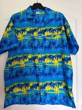 Luftiges Hawaii Hemd L/XL  Paradise Blau/gelb
