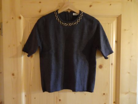 Graues Feinstrick T'shirt von ZARA Gr. S - 240507