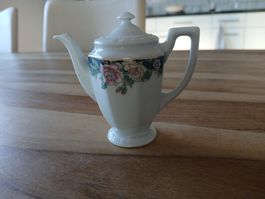 Miniature Teapot Floral Design White Porcelain Small
