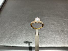 Damenring 18k Perle Diamant