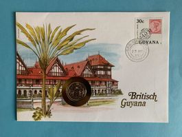 BRITISH GUYANA - Münzbrief 27.3.1985 - 25 Cents 1985 FDC