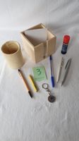 Zettelbox Holz natur & Stifte Halter & Zubehör, Nr. 3