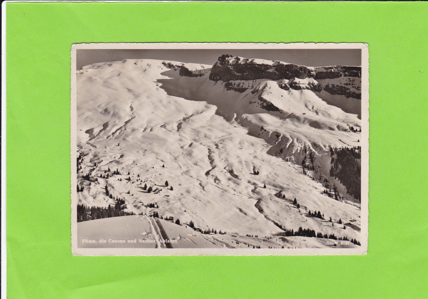 Cartoline postali: Flims, die Casons und Naraus Abfahrt – Usato da St. Peterzell venduto da neckertal