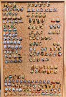 Pinwand voller Maga Bio Pins Detail siehe unten