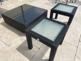 3 Rattan Lounge Tische