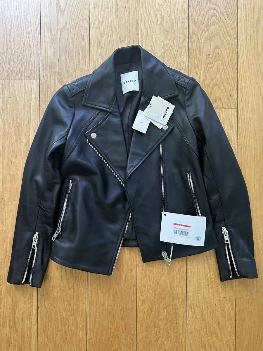 Sandro Giacche: Sandro leather jacket NEW!! Size 1 – Nuovo e nell'imballaggio originale da Geneve venduto da iri_dr5s 2