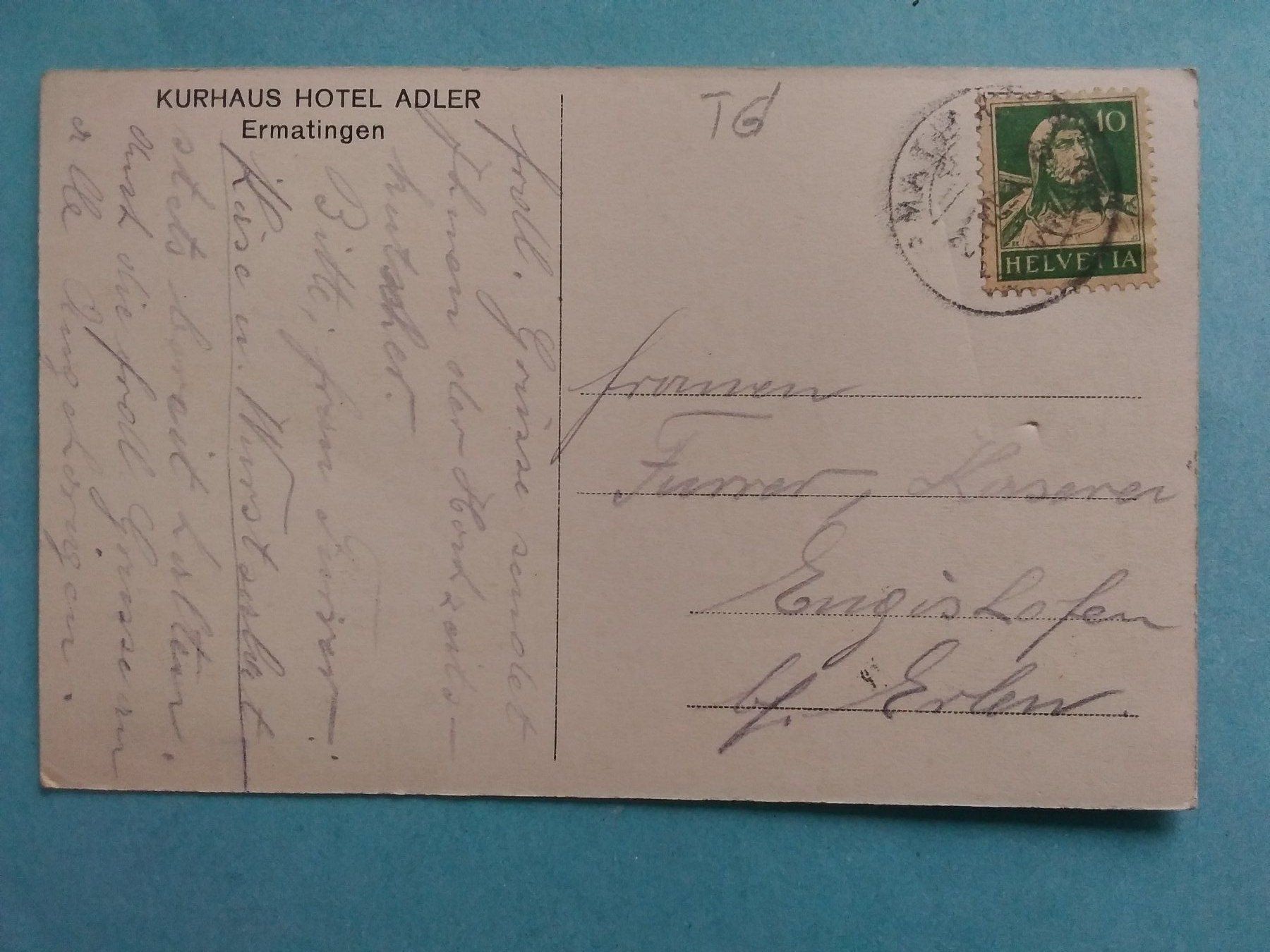 Cartoline postali: TG Ermatingen Hotel Adler – Usato da Appenzell venduto da lama19 1