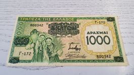 Alte griechische Banknote 1000 Drachmen 1939