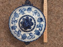 Schale mit Deckel blau-weiss floral im Landhausstil