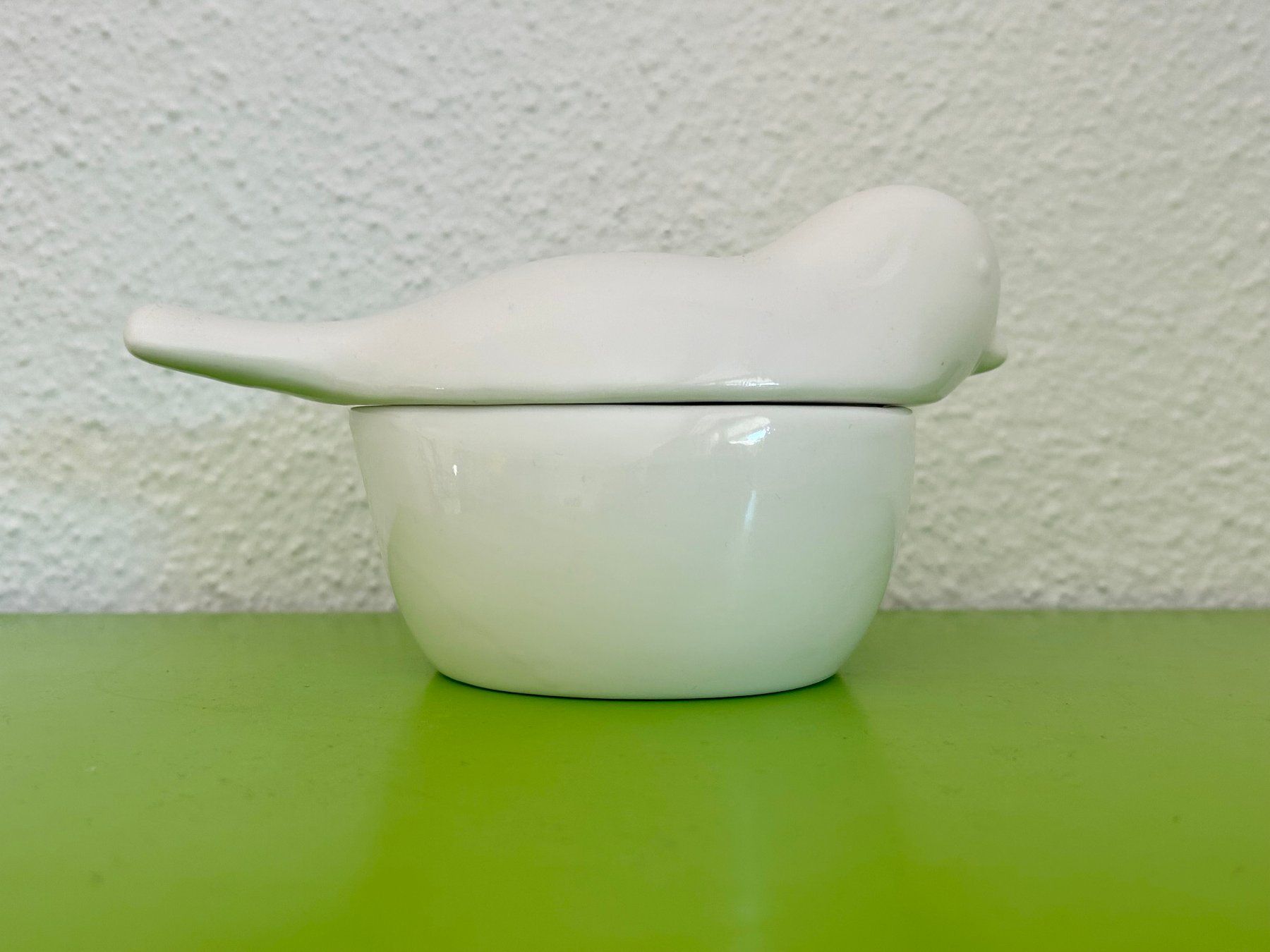 Zuccheriere: Weiße Keramik Vogel Deckeldose – Usato da Dietlikon venduto da Mankai 3