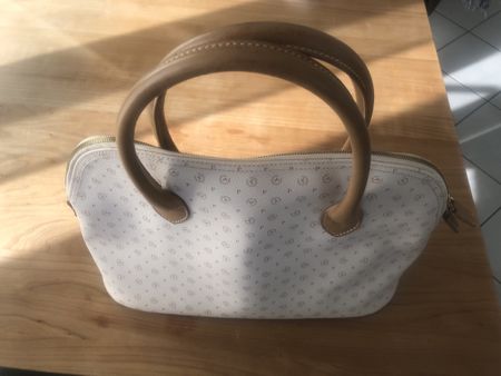 Pollini Handtasche beige Vintage Kunstleder + Stoff