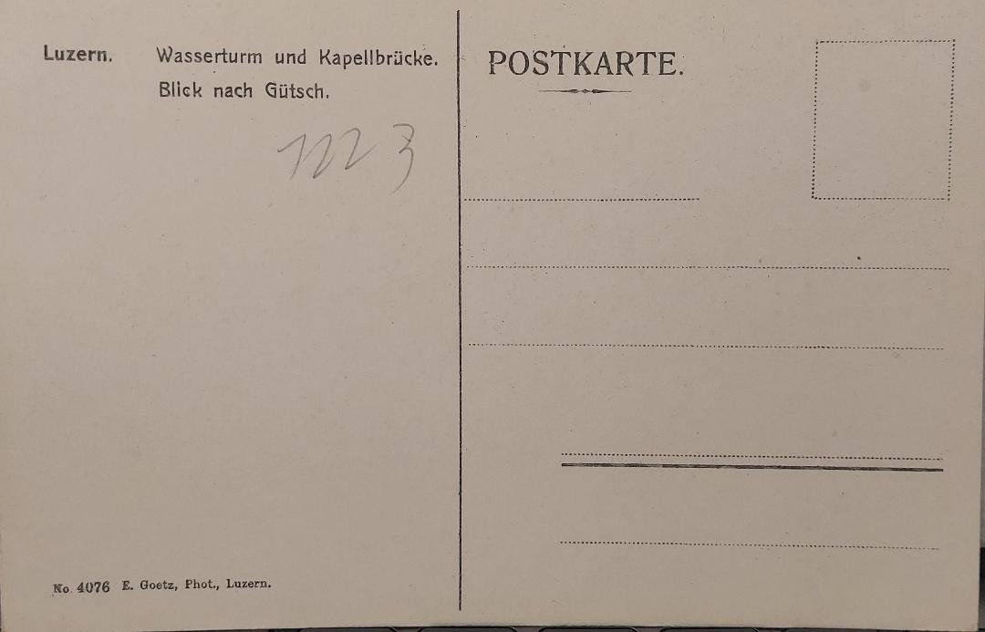 Cartoline postali: LUZERN - Wasserturm & Kapellbrücke, Blick nach Gütsch – Usato da Delémont venduto da Domdom1 1
