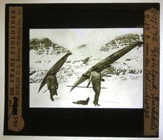 Glasdia Grönland: Rückkehr von Seehundjagd, um 1920