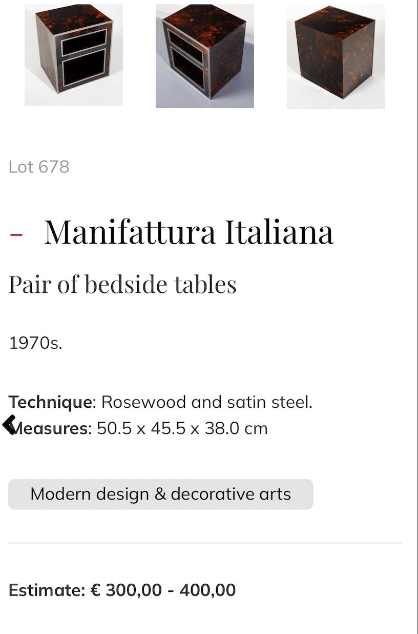 Comodini: Tortoise shell effect and brass finish vintage bedside table – Usato da Zollikon venduto da kmg1 7